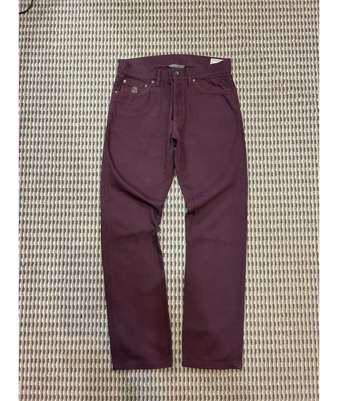 BRUNELLO CUCINELLI Коралловые хлопковые прямые джинсы, фото 6