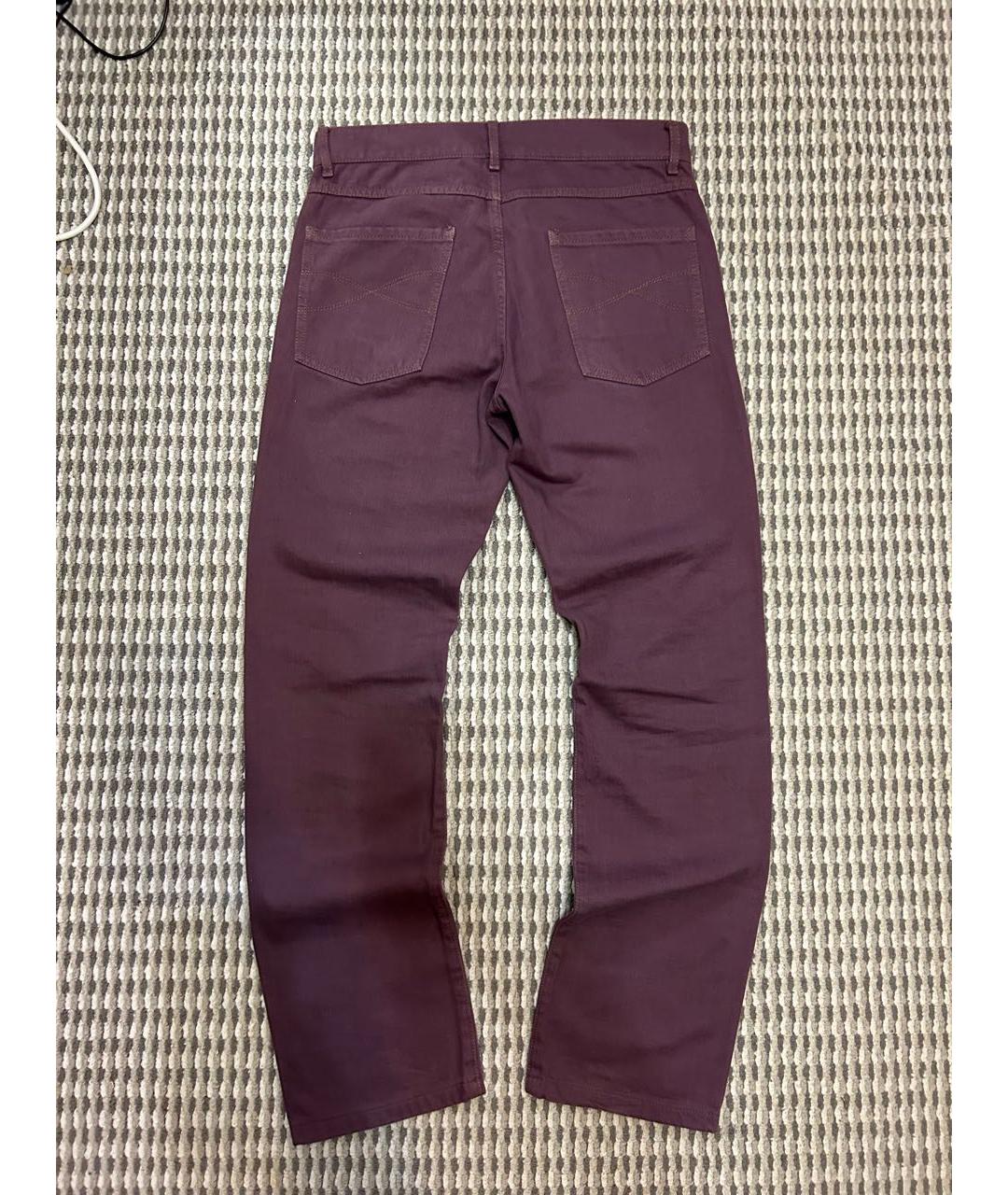 BRUNELLO CUCINELLI Коралловые хлопковые прямые джинсы, фото 2