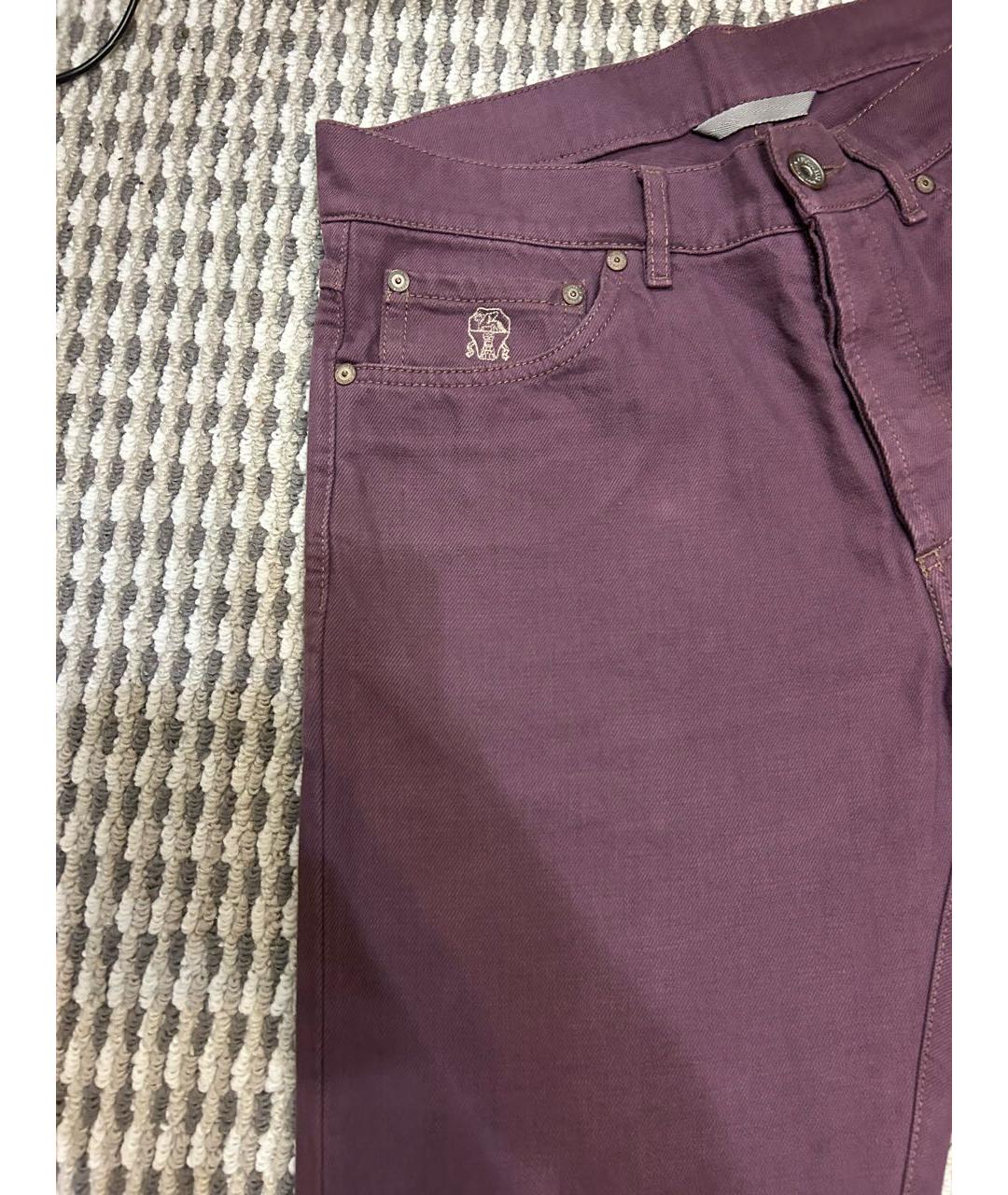 BRUNELLO CUCINELLI Коралловые хлопковые прямые джинсы, фото 5