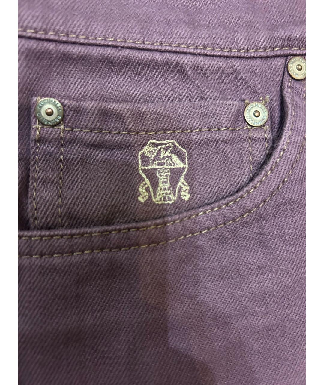 BRUNELLO CUCINELLI Коралловые хлопковые прямые джинсы, фото 4