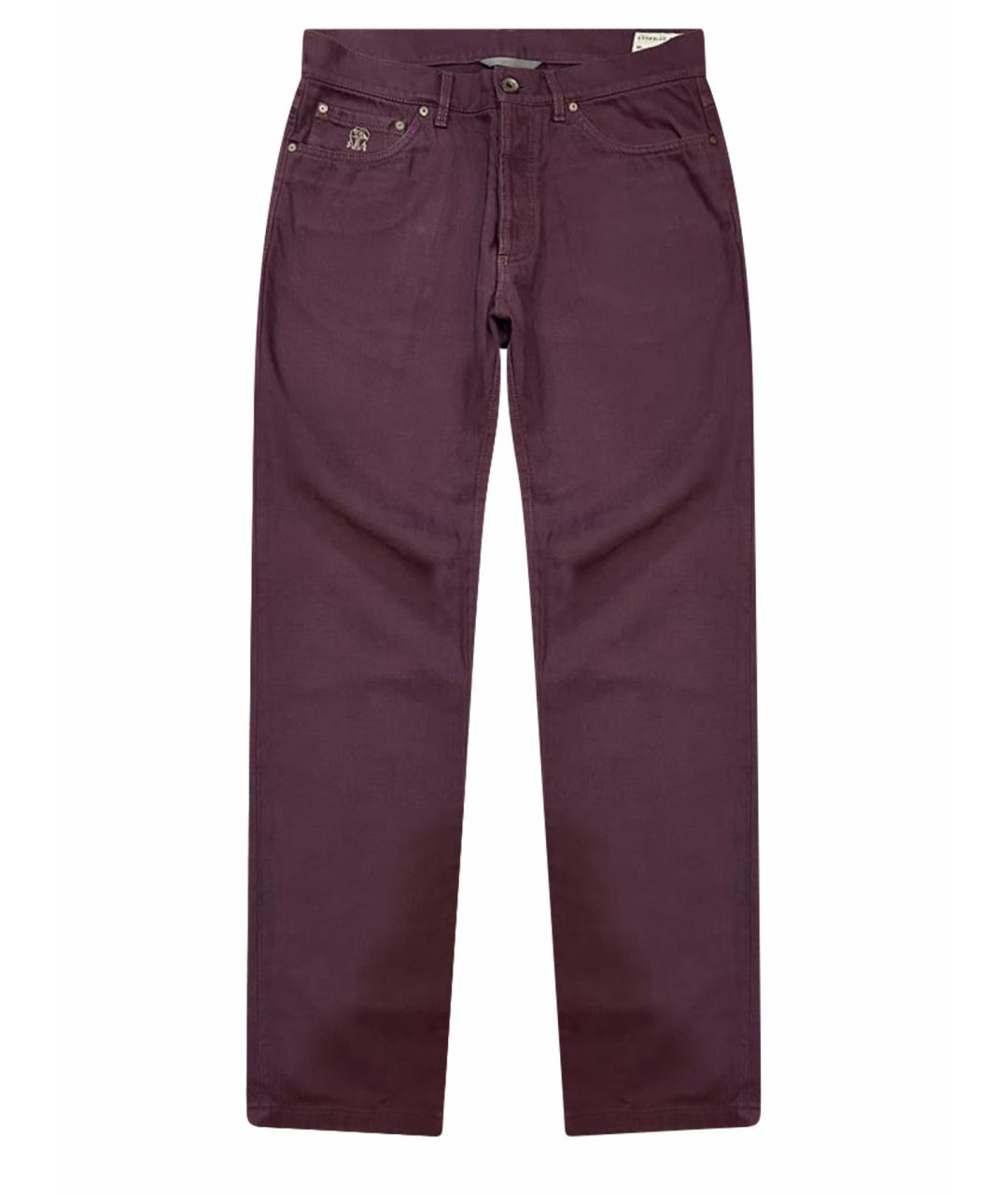 BRUNELLO CUCINELLI Коралловые хлопковые прямые джинсы, фото 1