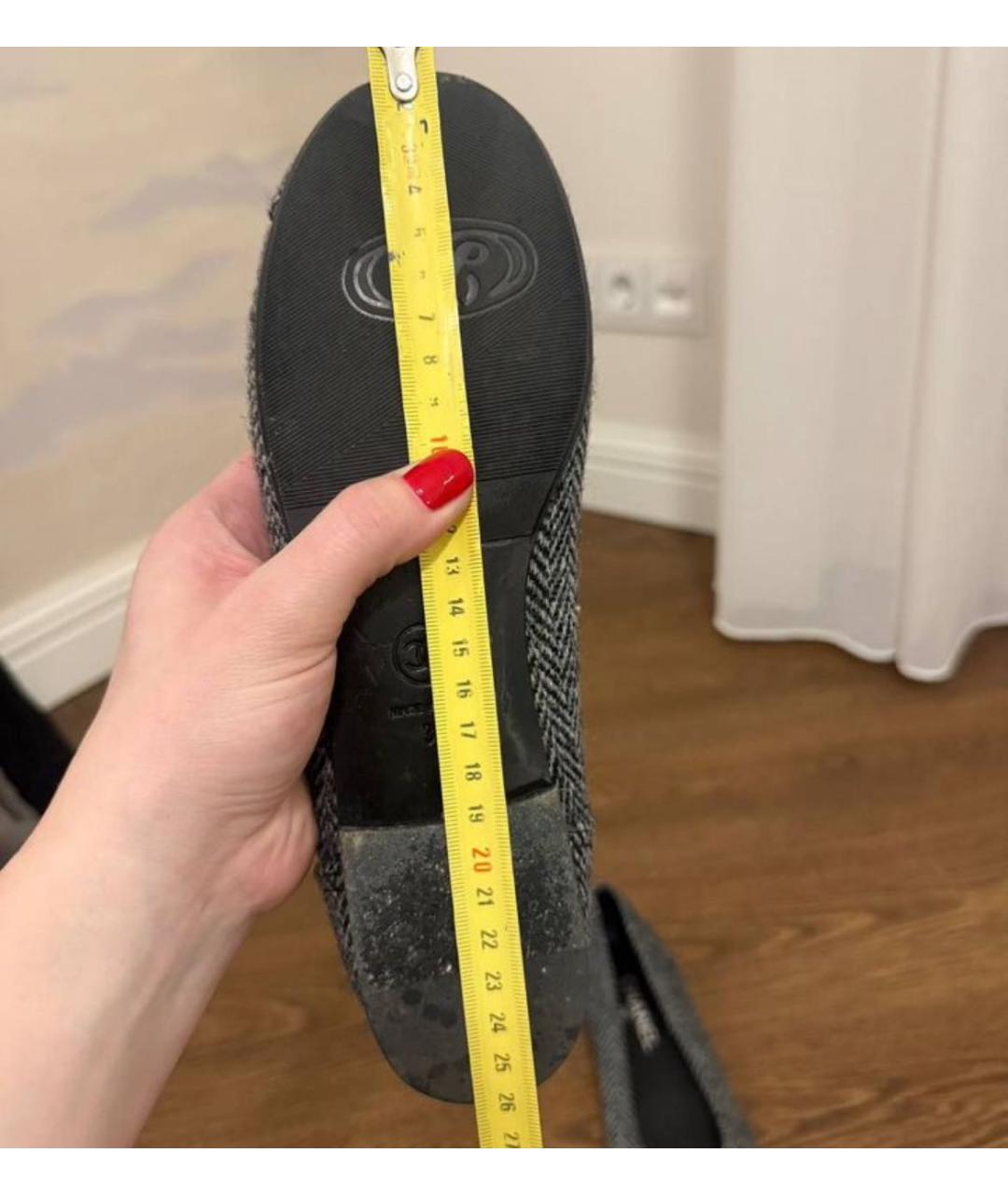 CHANEL Антрацитовые текстильные балетки, фото 5