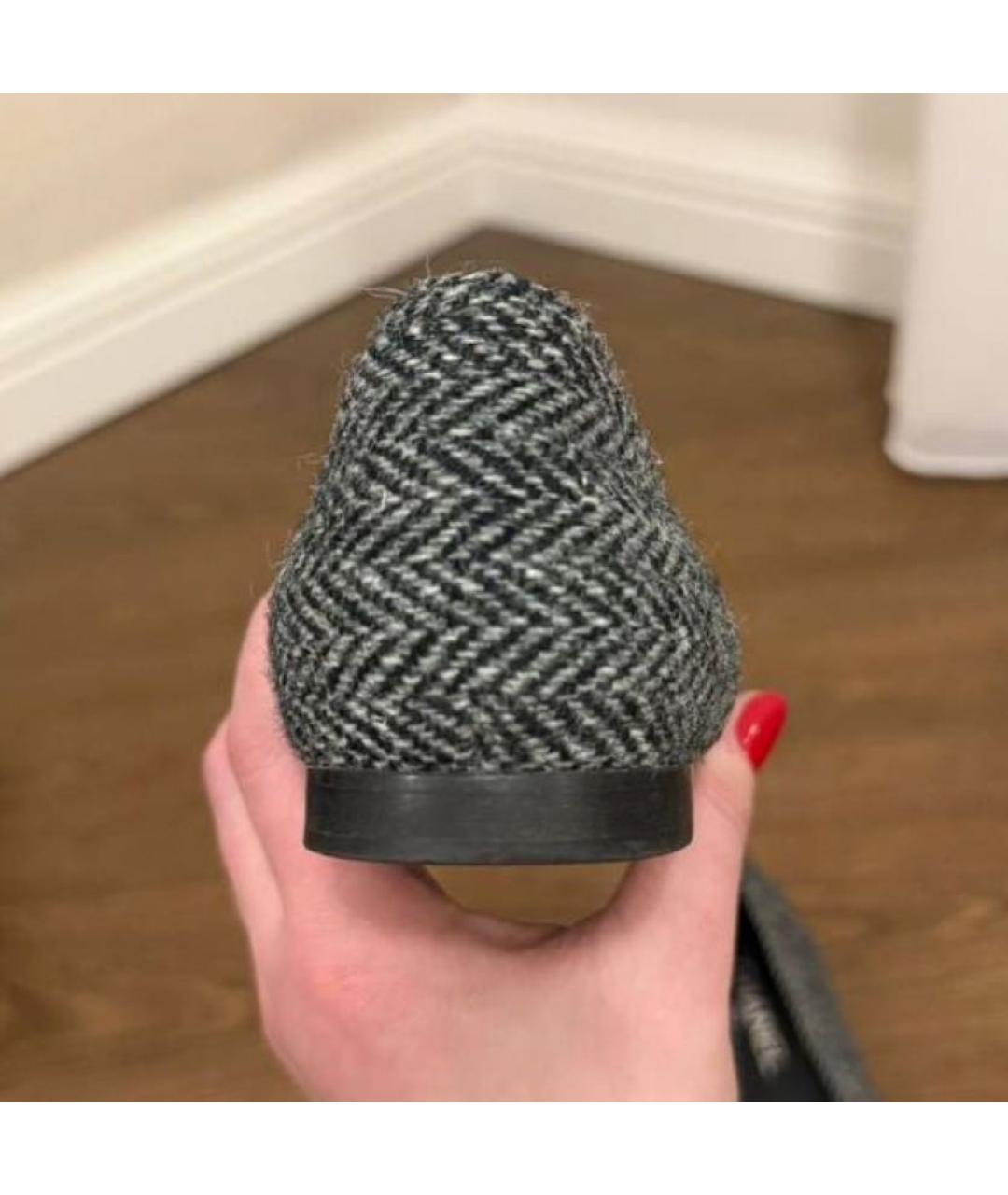 CHANEL Антрацитовые текстильные балетки, фото 4