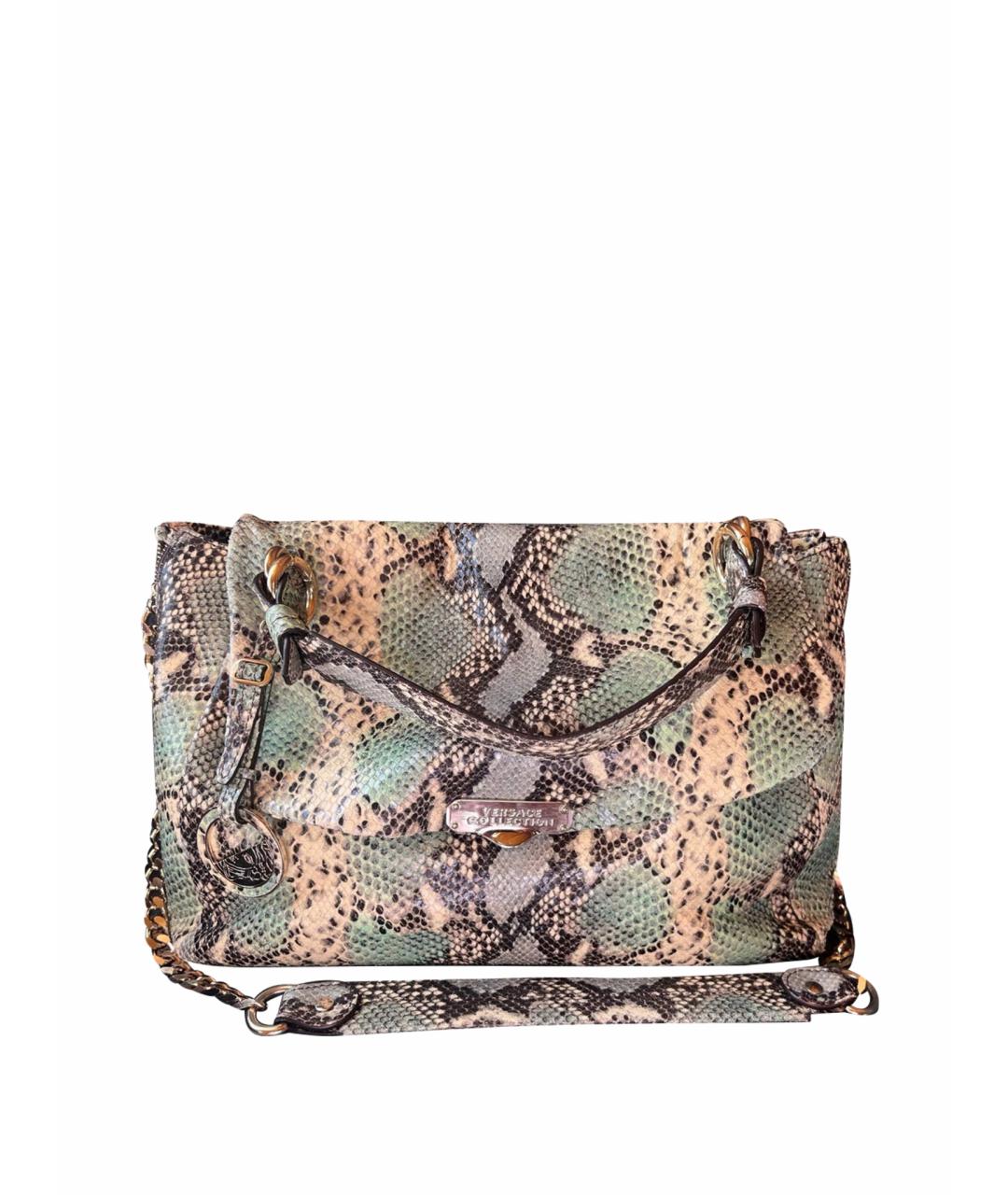 VERSACE COLLECTION Бирюзовая кожаная сумка с короткими ручками, фото 1