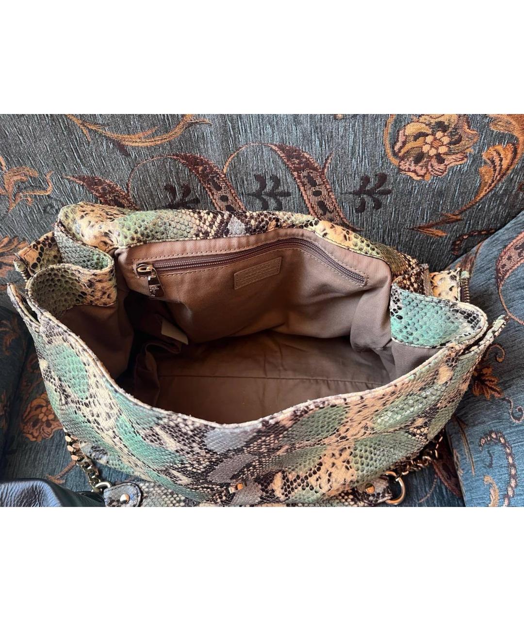 VERSACE COLLECTION Бирюзовая кожаная сумка с короткими ручками, фото 3