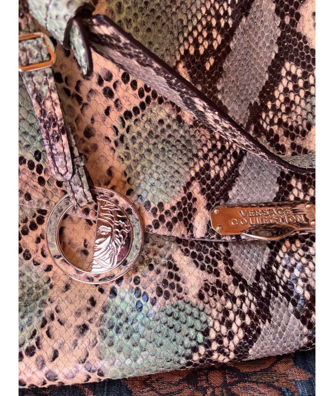 VERSACE COLLECTION Бирюзовая кожаная сумка с короткими ручками, фото 4