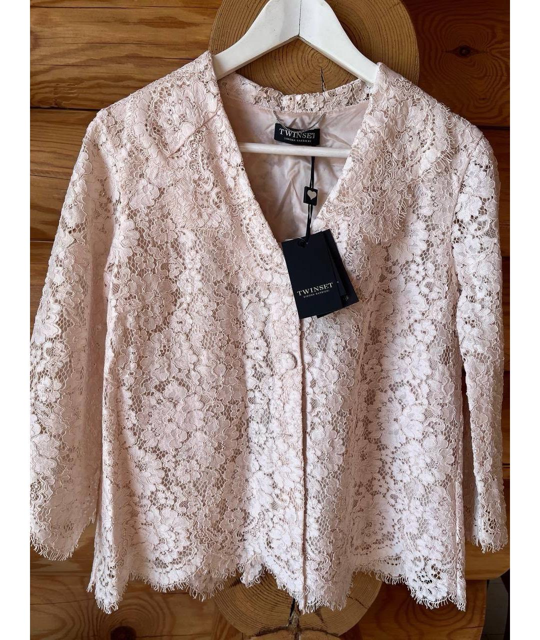 TWIN-SET Розовый кружевной костюм с юбками, фото 4