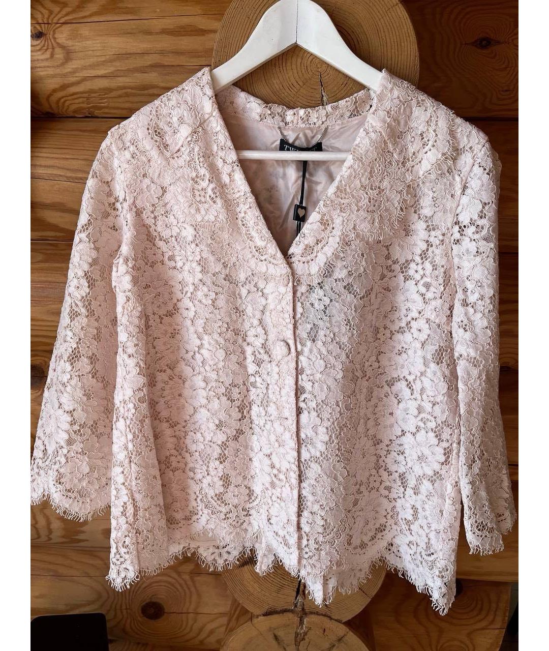 TWIN-SET Розовый кружевной костюм с юбками, фото 3