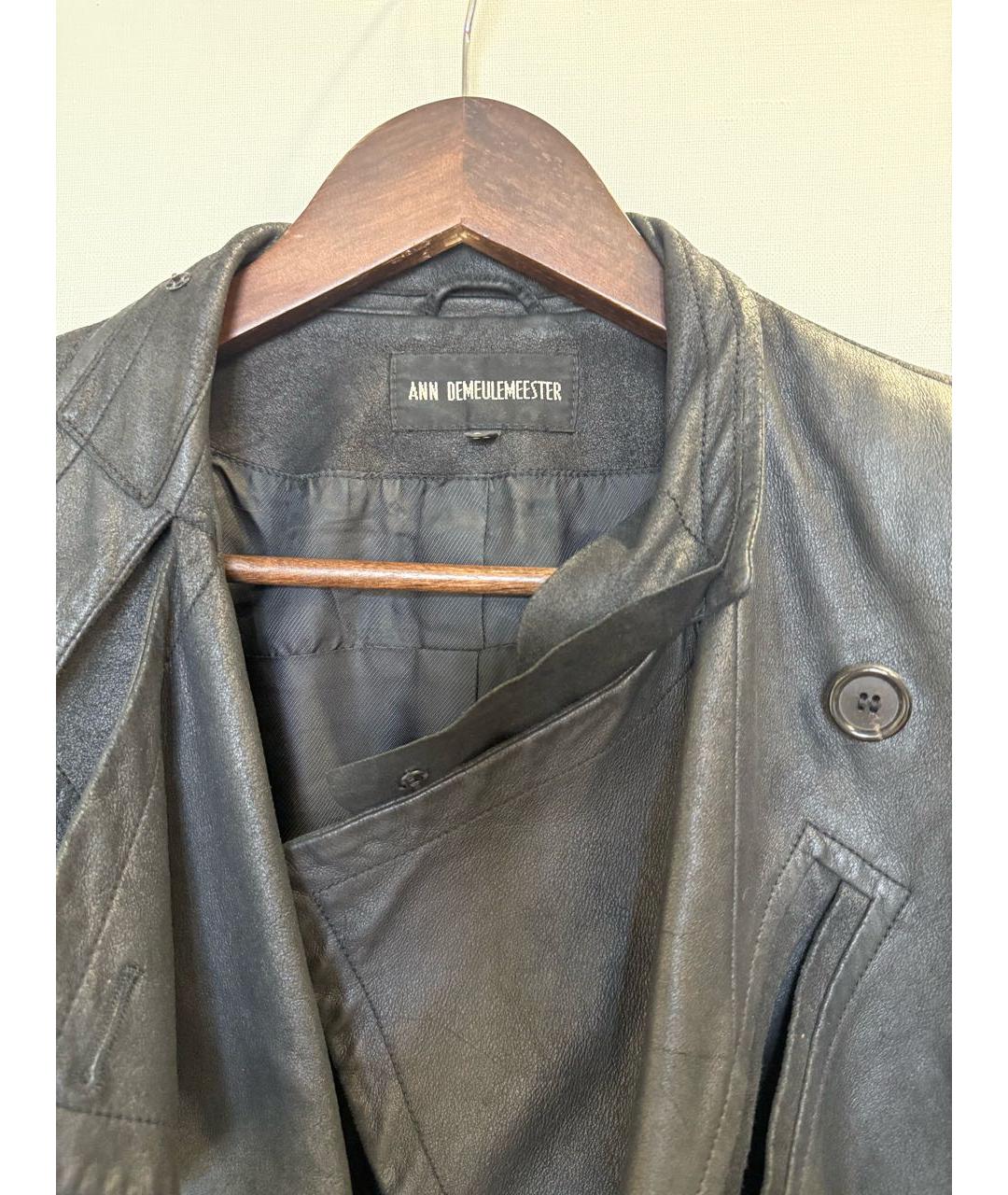 ANN DEMEULEMEESTER Антрацитовая кожаная куртка, фото 3