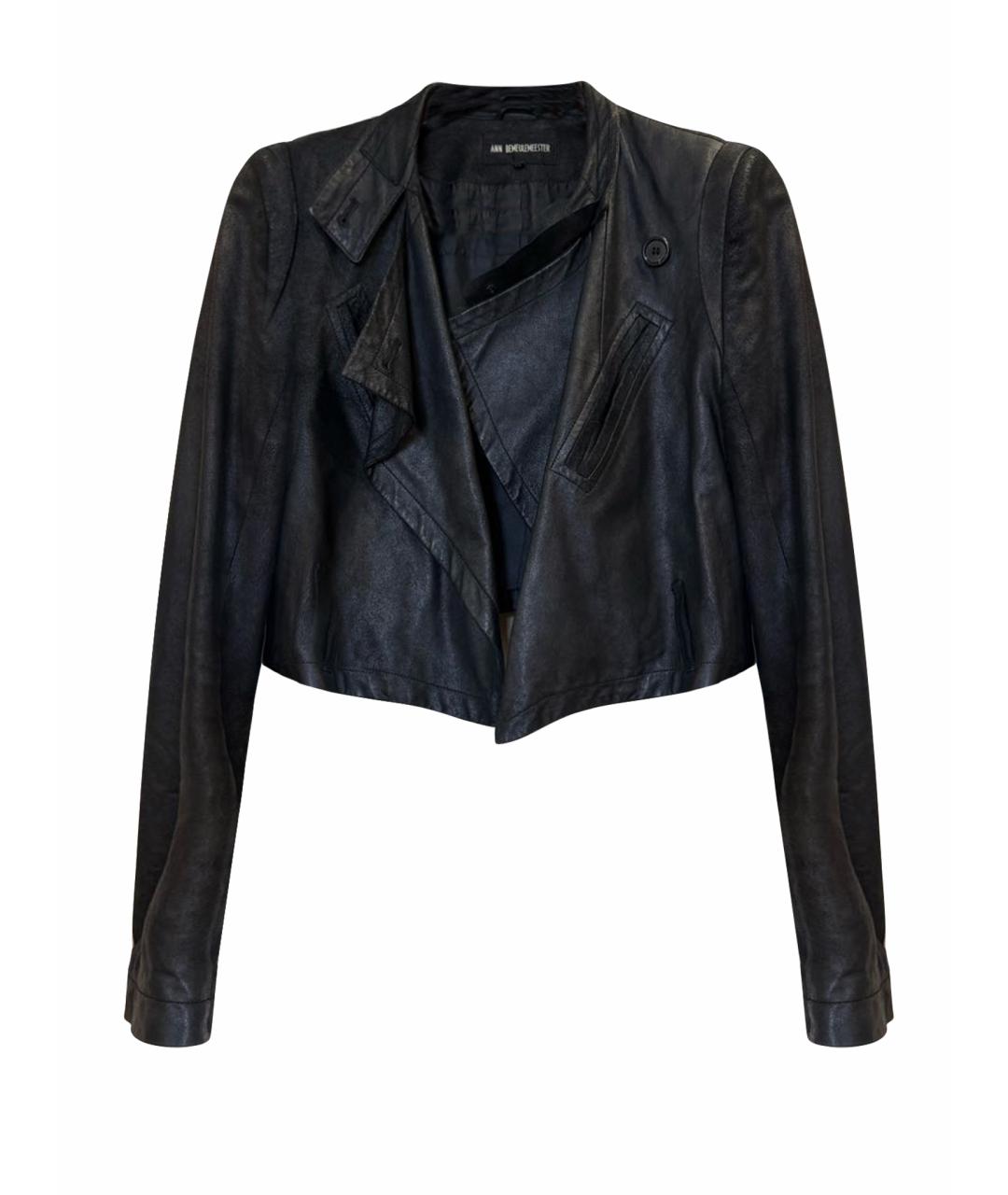 ANN DEMEULEMEESTER Антрацитовая кожаная куртка, фото 1