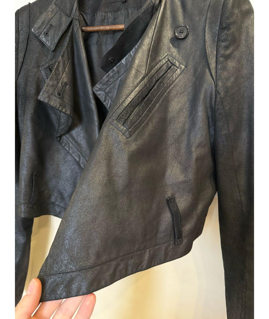 ANN DEMEULEMEESTER Антрацитовая кожаная куртка, фото 4