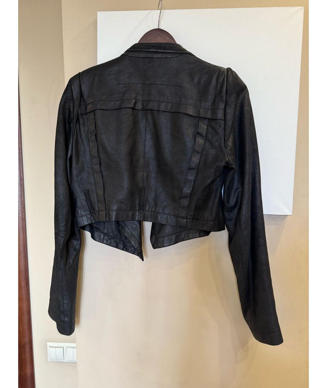 ANN DEMEULEMEESTER Антрацитовая кожаная куртка, фото 2