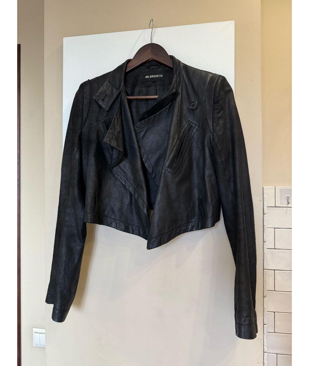 ANN DEMEULEMEESTER Антрацитовая кожаная куртка, фото 5