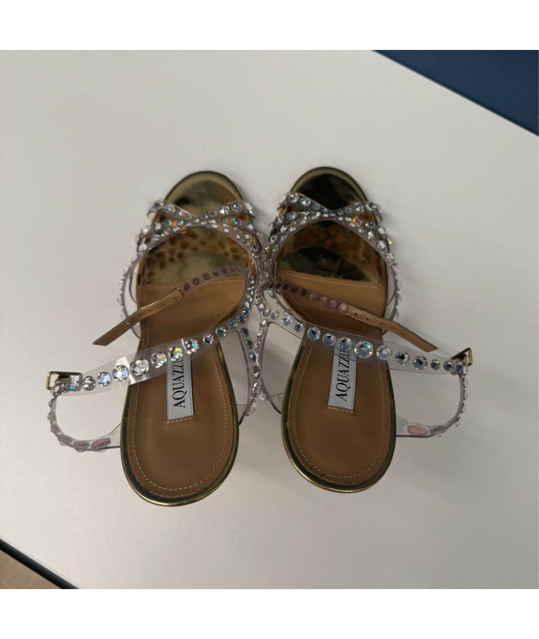 AQUAZZURA Золотые босоножки, фото 3