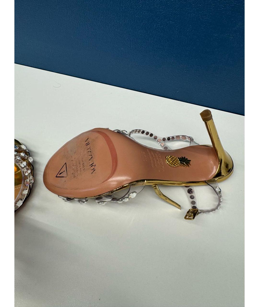 AQUAZZURA Золотые босоножки, фото 5