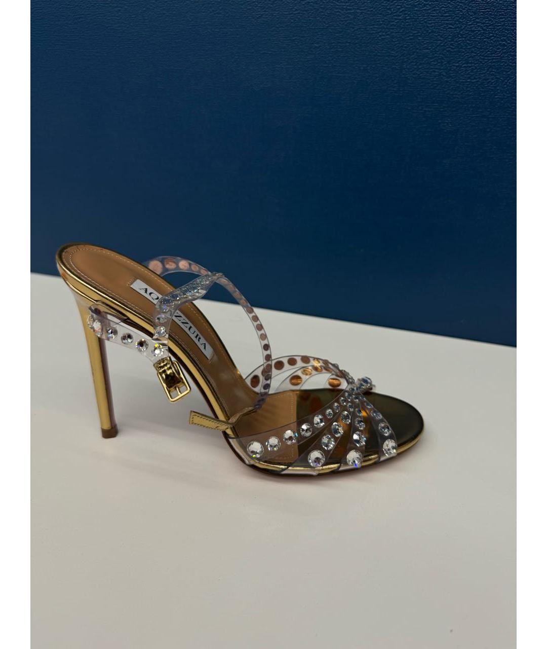 AQUAZZURA Золотые босоножки, фото 6