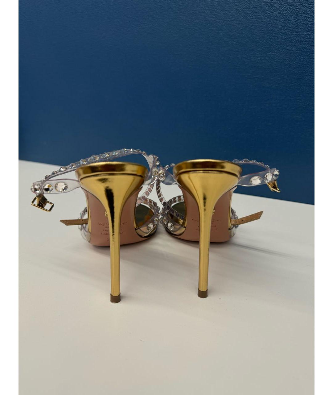 AQUAZZURA Золотые босоножки, фото 4