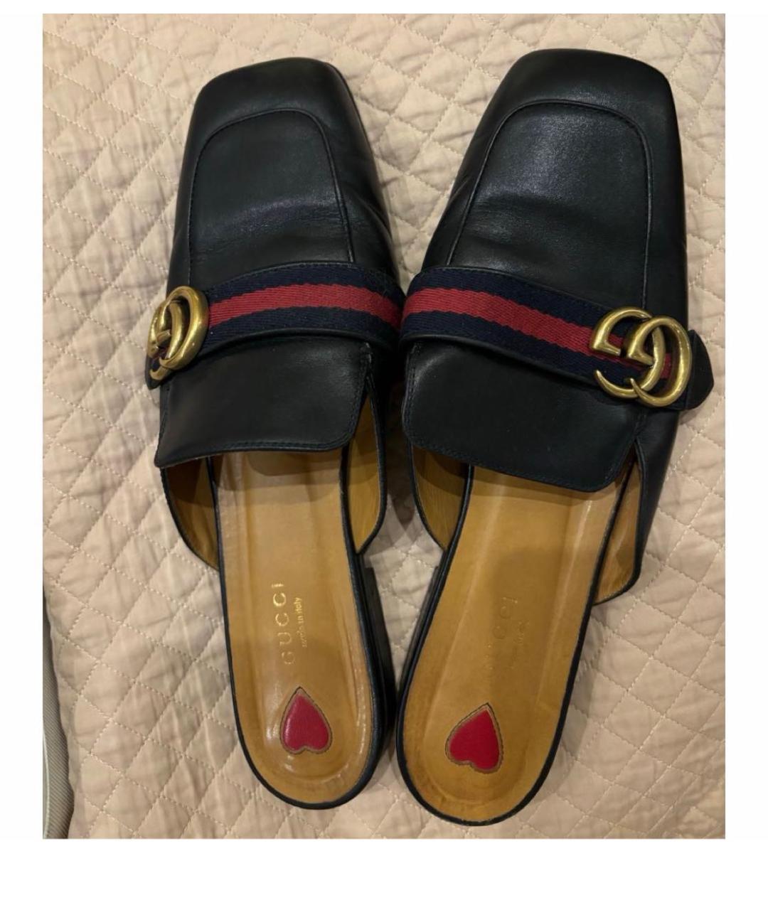 GUCCI Черные кожаные мюли, фото 3