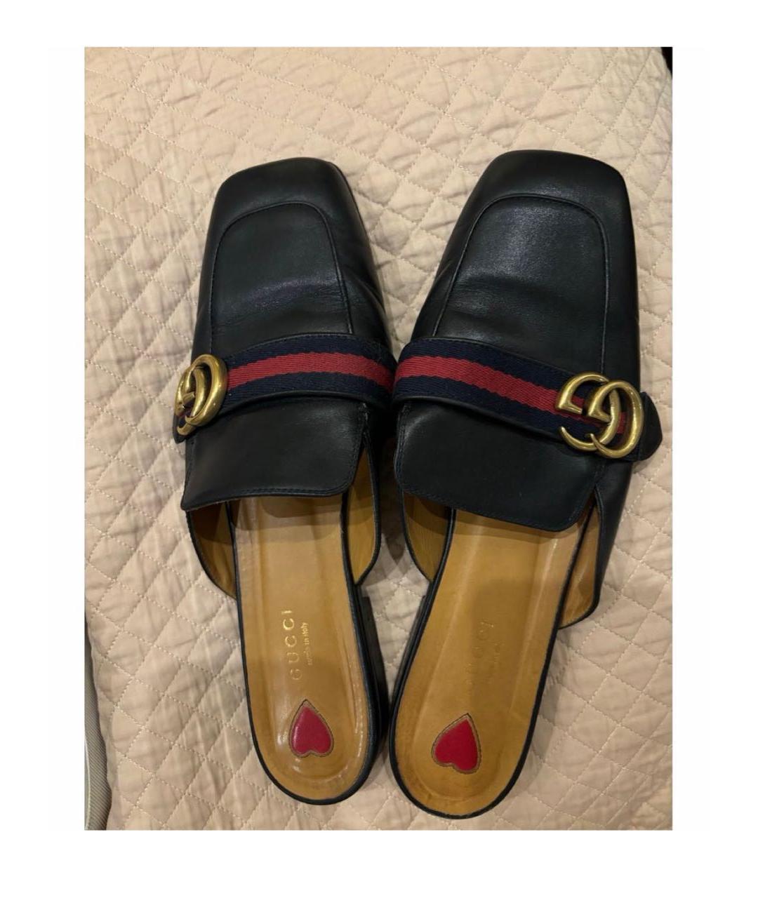 GUCCI Черные кожаные мюли, фото 2