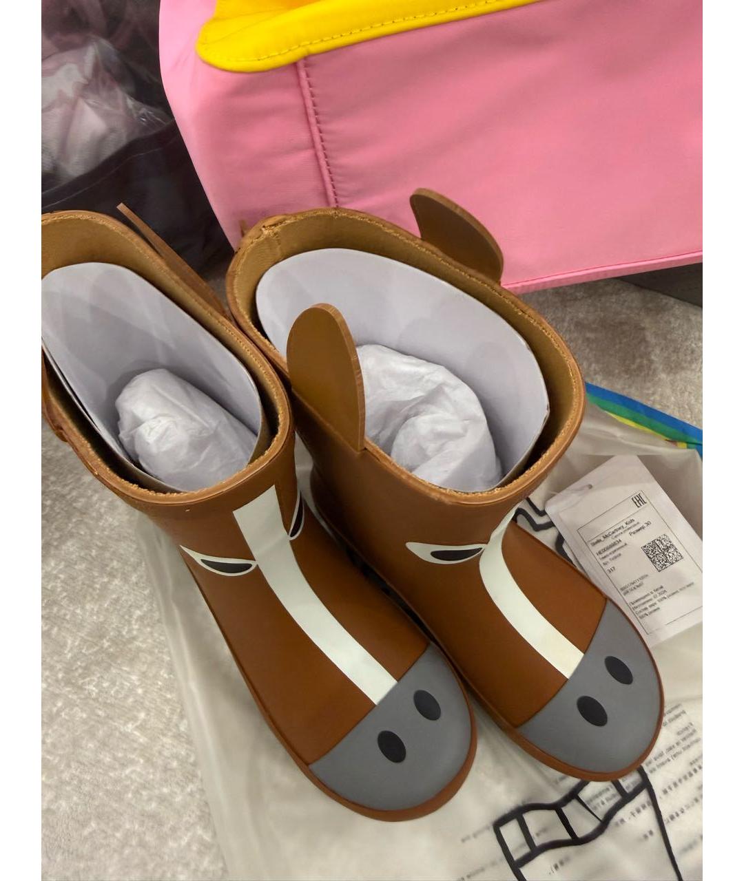 STELLA MCCARTNEY Коричневые резиновые ботинки, фото 3