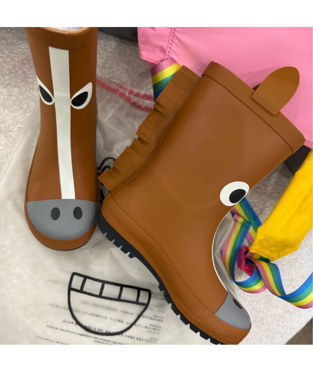STELLA MCCARTNEY Коричневые резиновые ботинки, фото 4