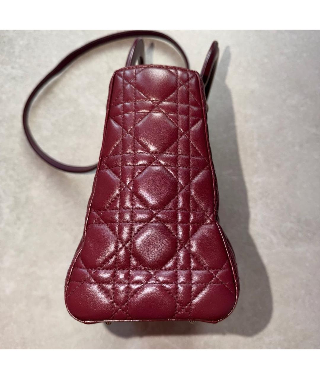 CHRISTIAN DIOR Бордовая кожаная сумка тоут, фото 2