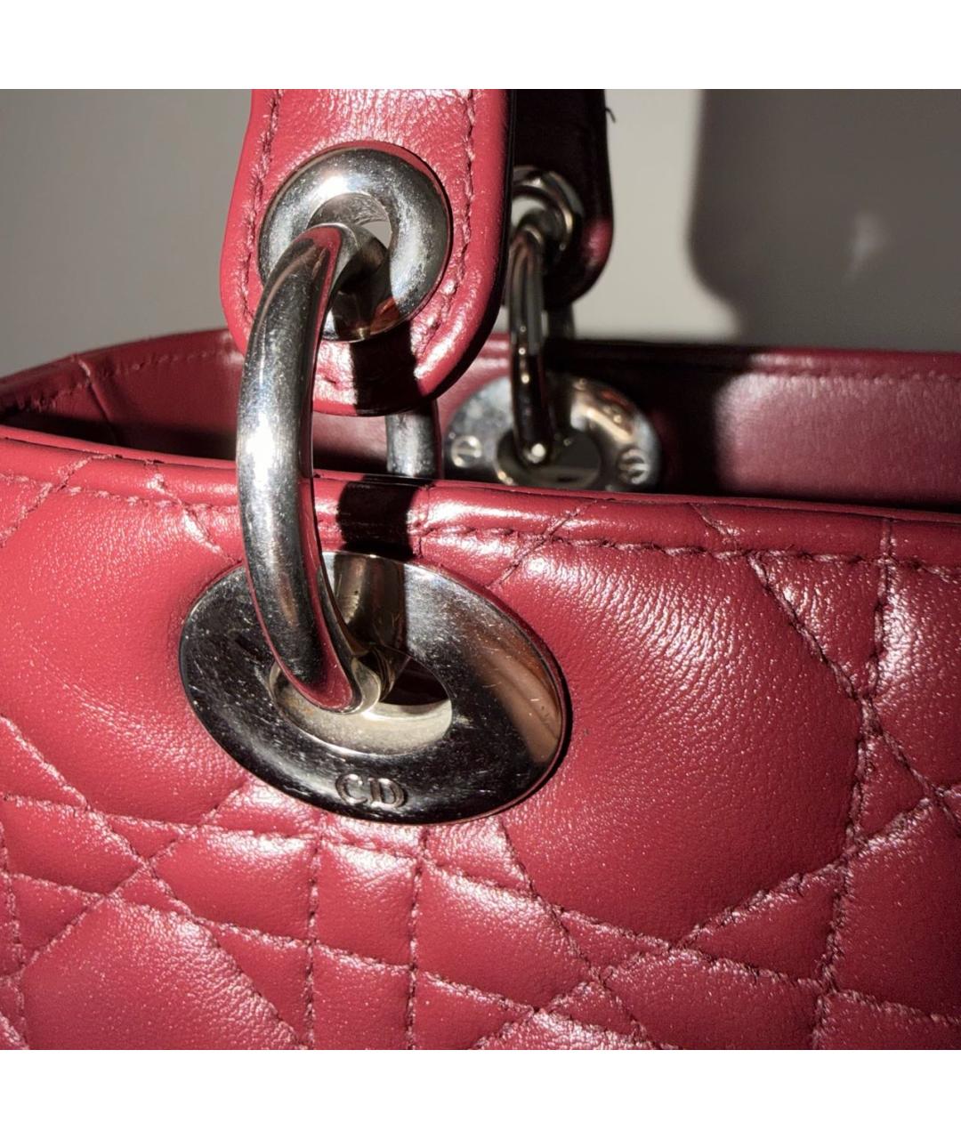 CHRISTIAN DIOR Бордовая кожаная сумка тоут, фото 7