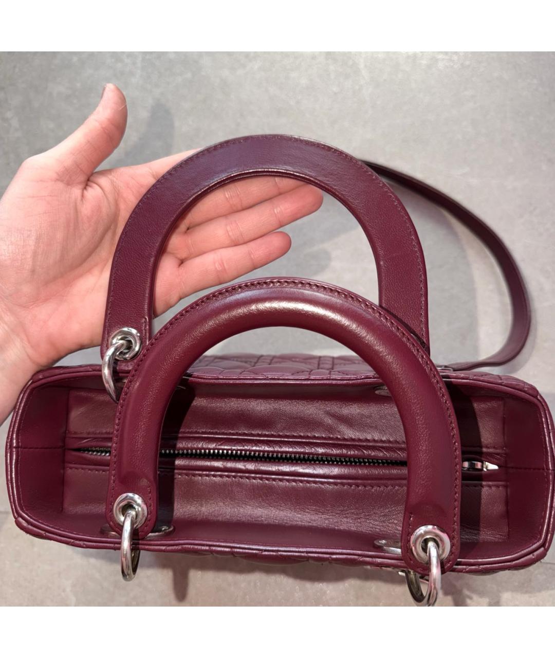 CHRISTIAN DIOR Бордовая кожаная сумка тоут, фото 4
