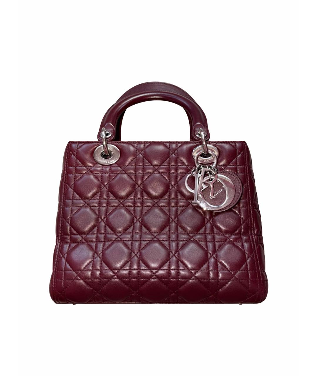 CHRISTIAN DIOR Бордовая кожаная сумка тоут, фото 1