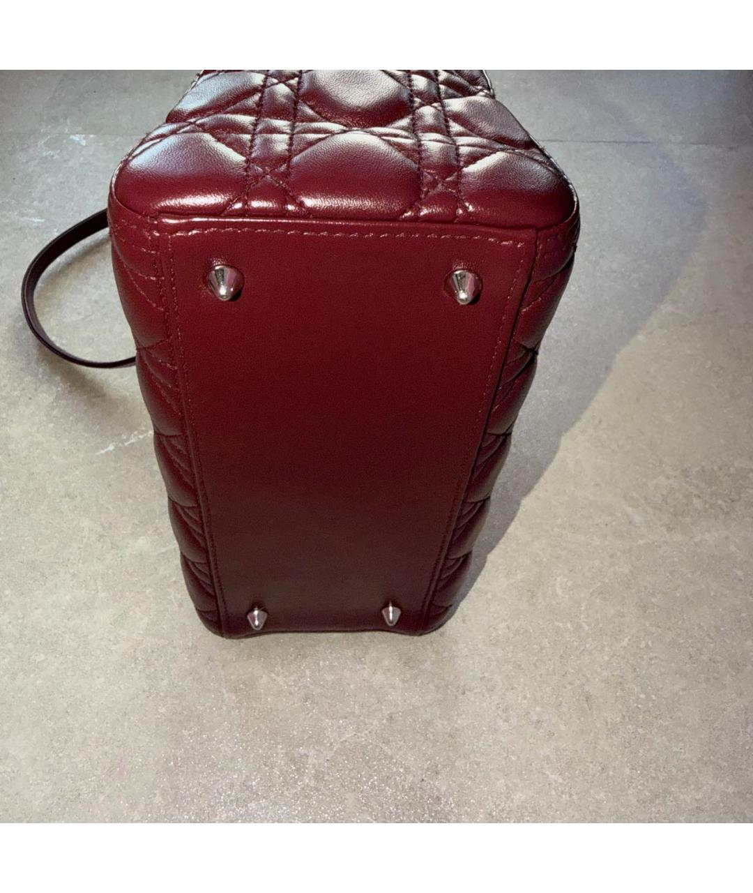 CHRISTIAN DIOR Бордовая кожаная сумка тоут, фото 5
