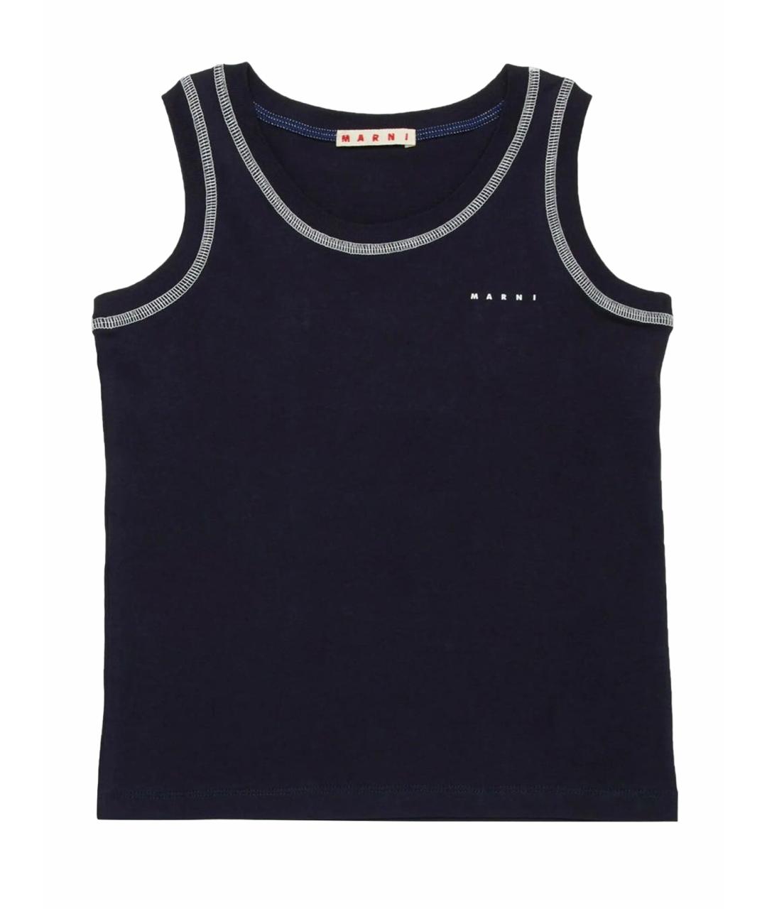 MARNI Темно-синяя хлопковая майка, фото 1