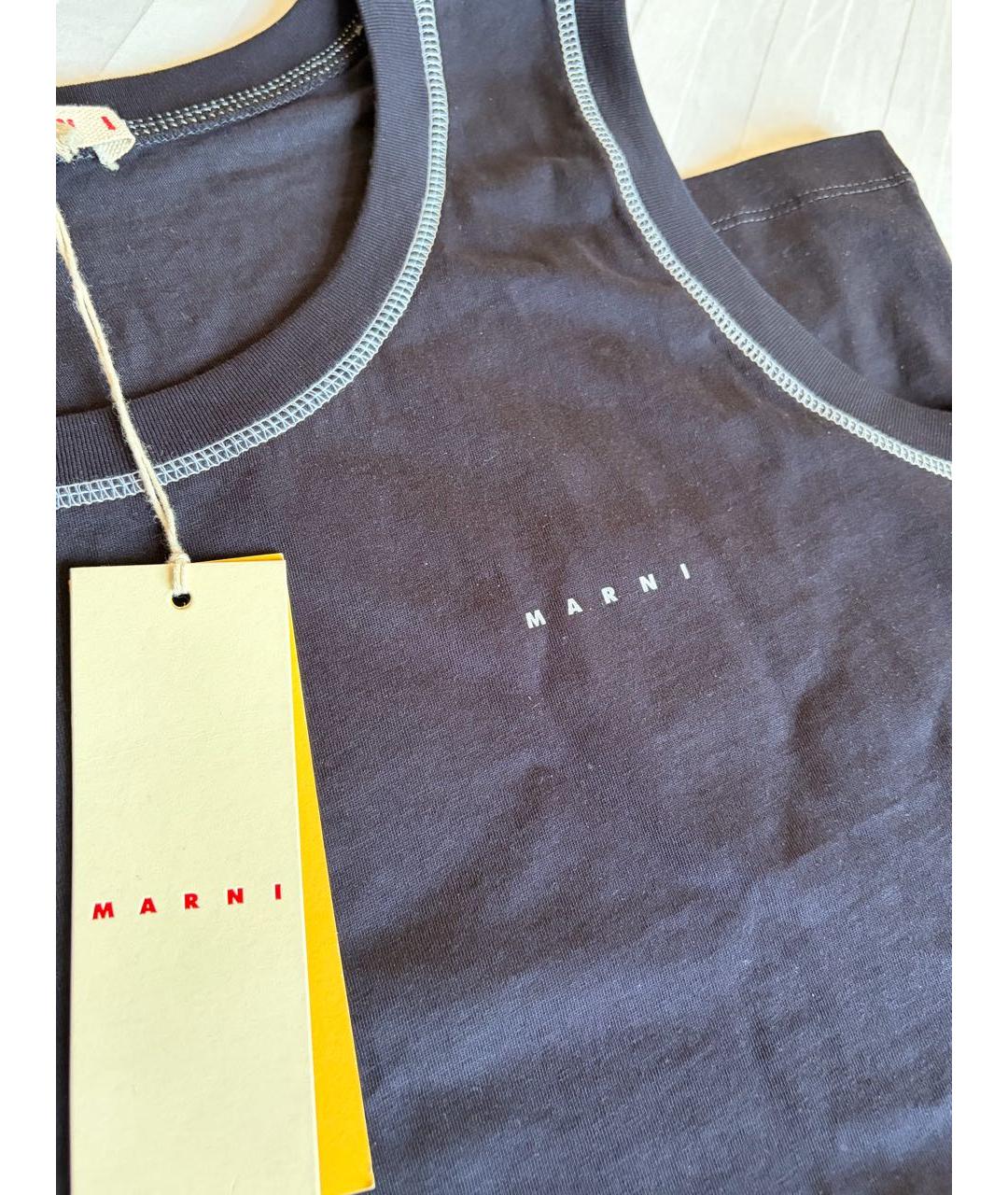 MARNI Темно-синяя хлопковая майка, фото 4