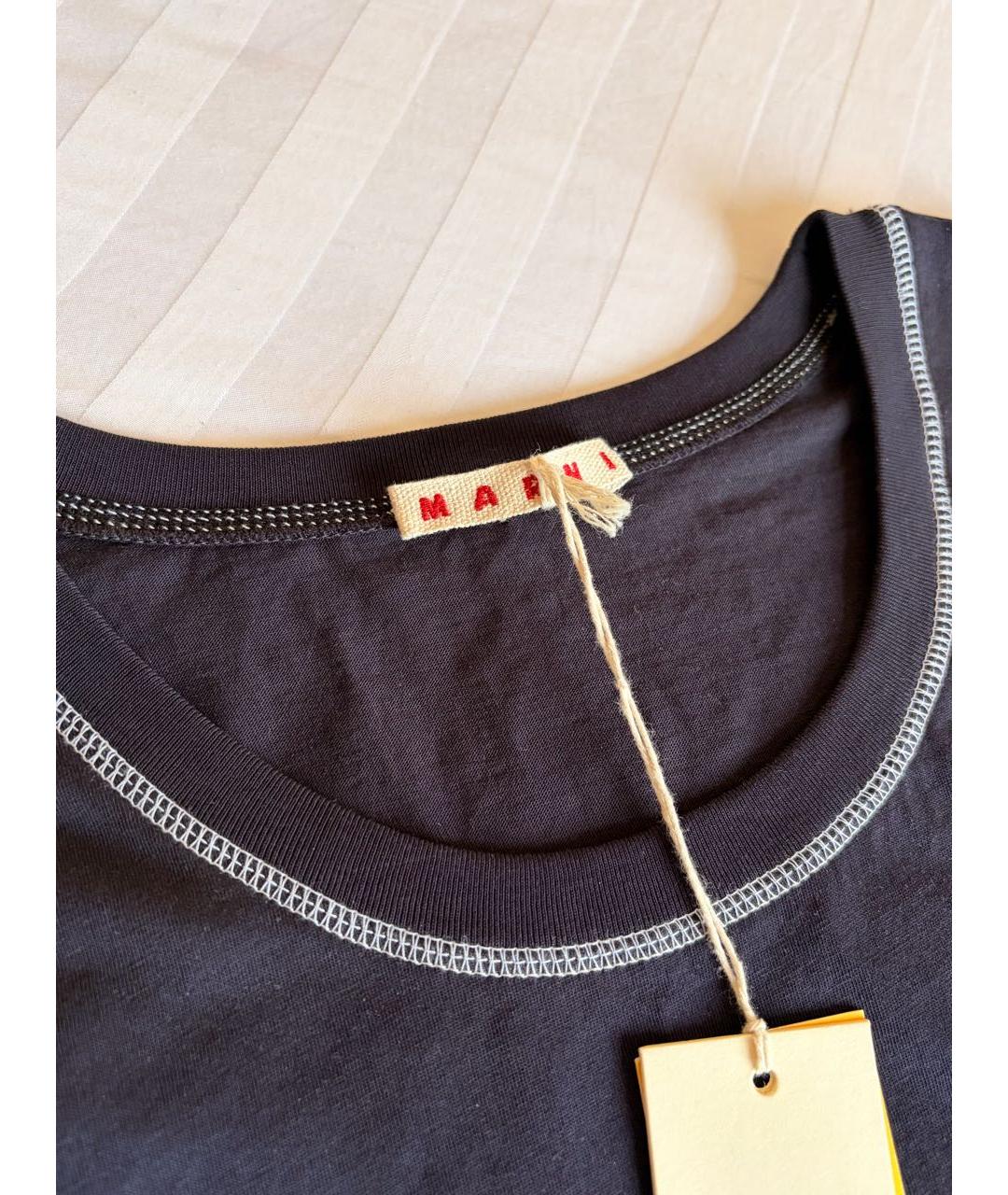 MARNI Темно-синяя хлопковая майка, фото 3