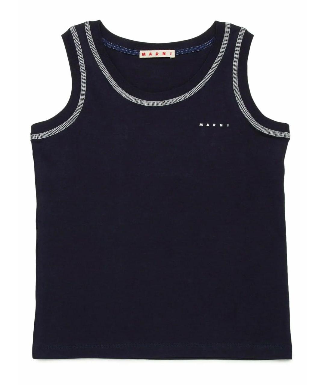 MARNI Темно-синяя хлопковая майка, фото 5