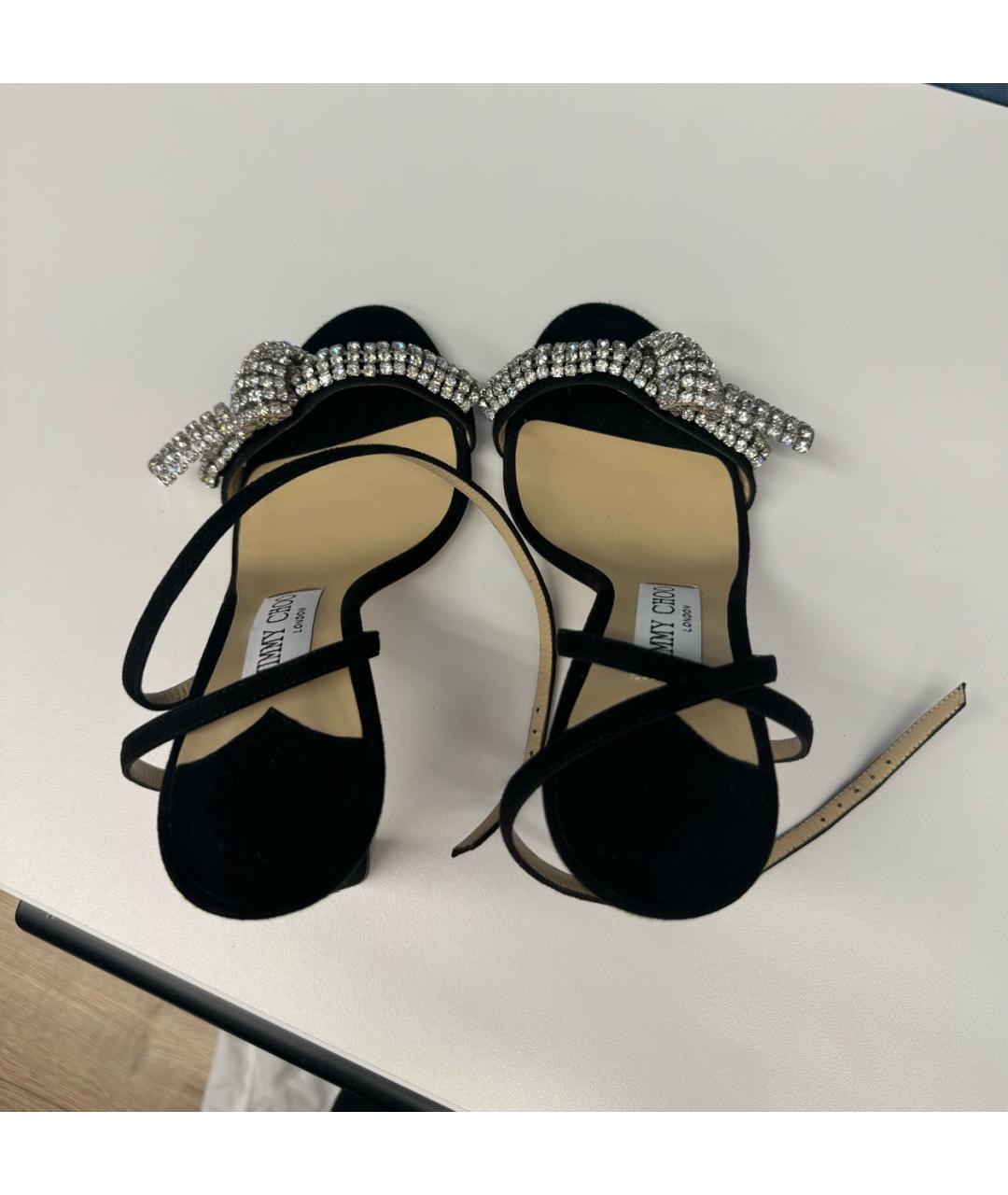 JIMMY CHOO Черные замшевые босоножки, фото 3