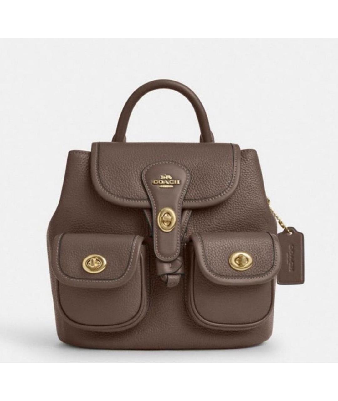 COACH Коричневый кожаный рюкзак, фото 9