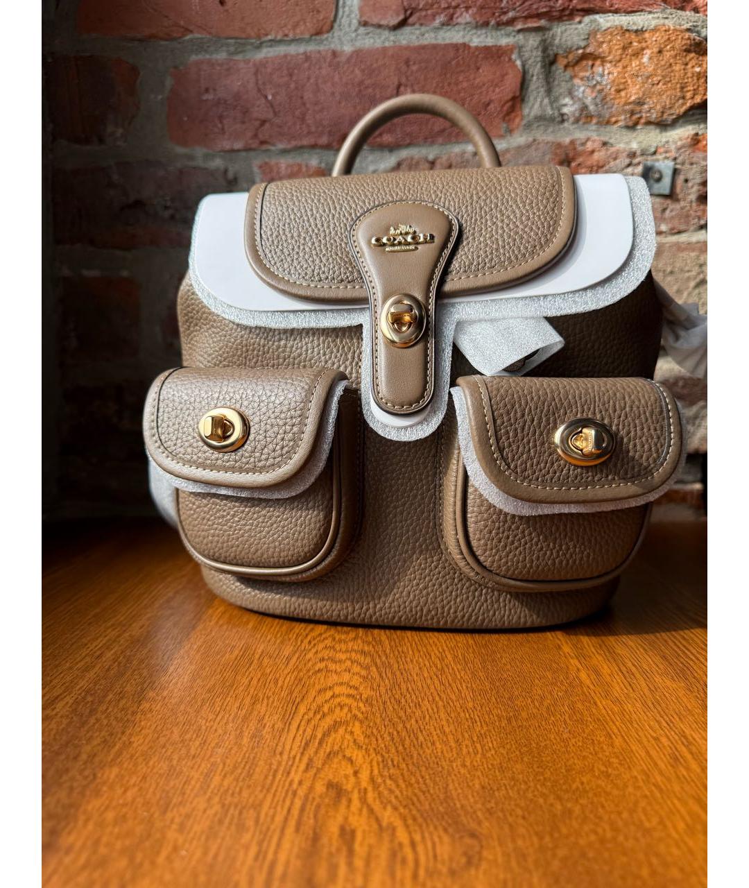 COACH Коричневый кожаный рюкзак, фото 2