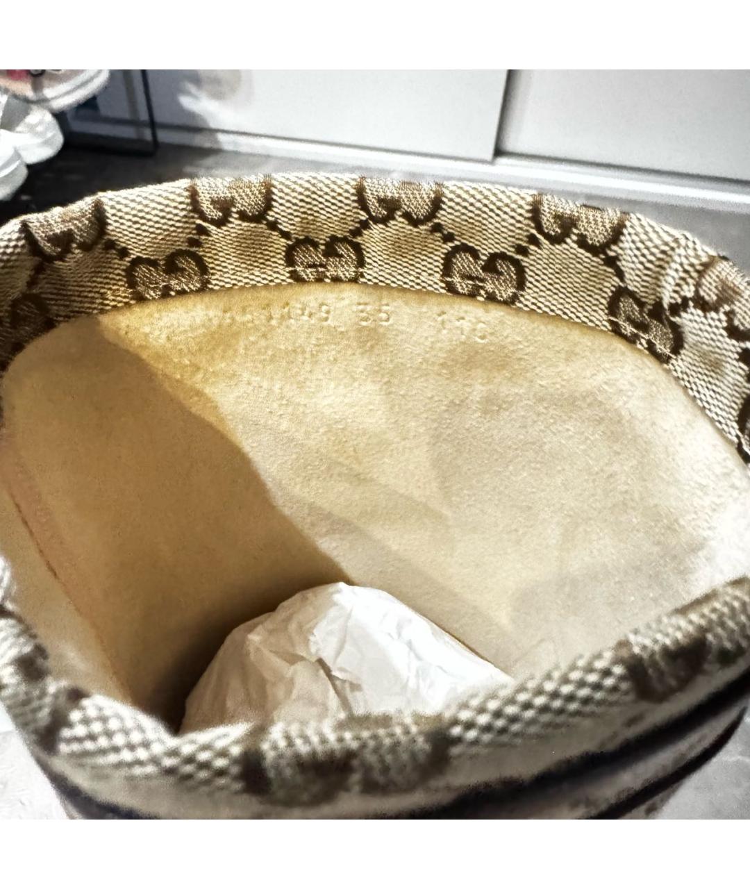 GUCCI Коричневые текстильные сапоги, фото 7