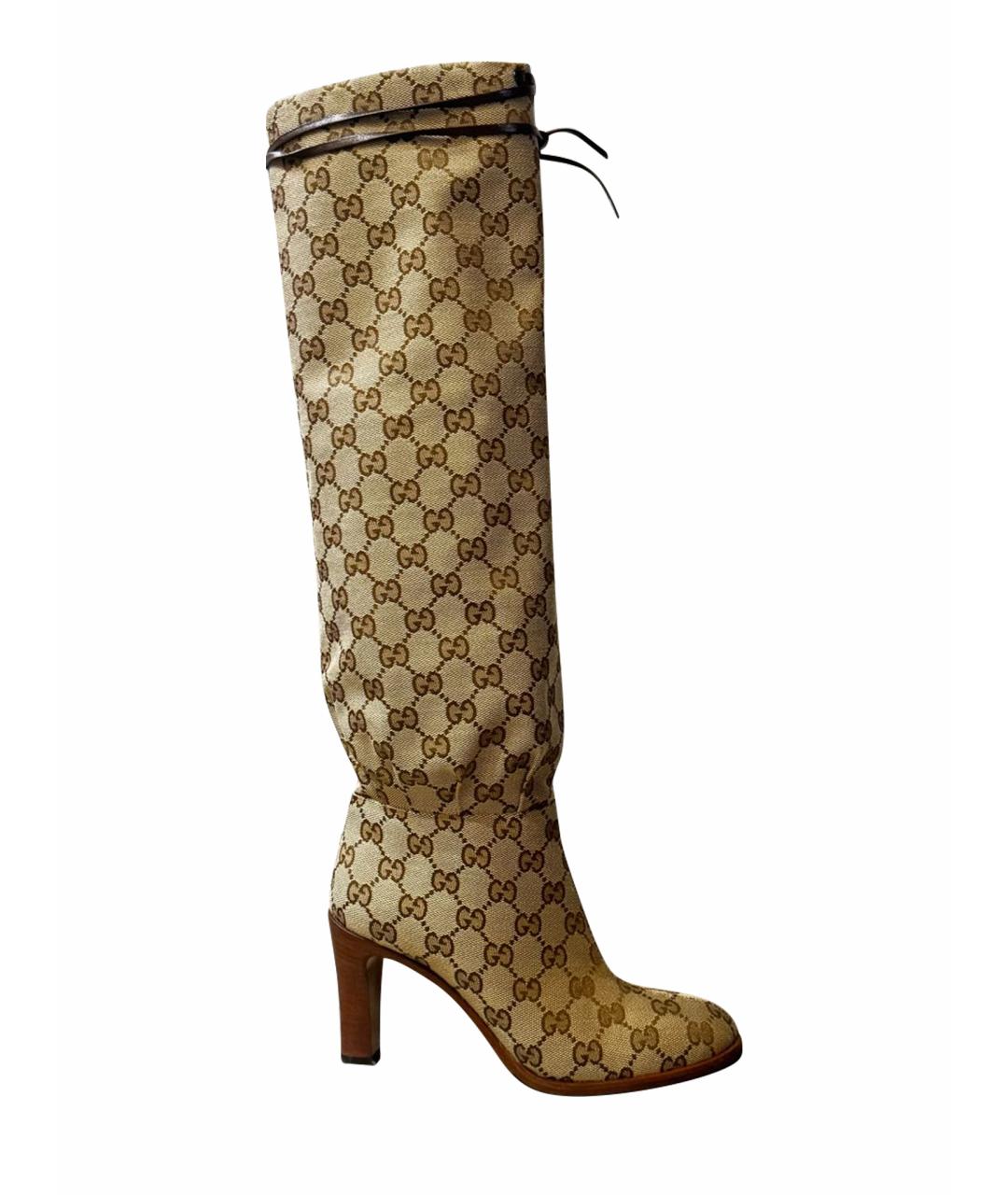 GUCCI Коричневые текстильные сапоги, фото 1