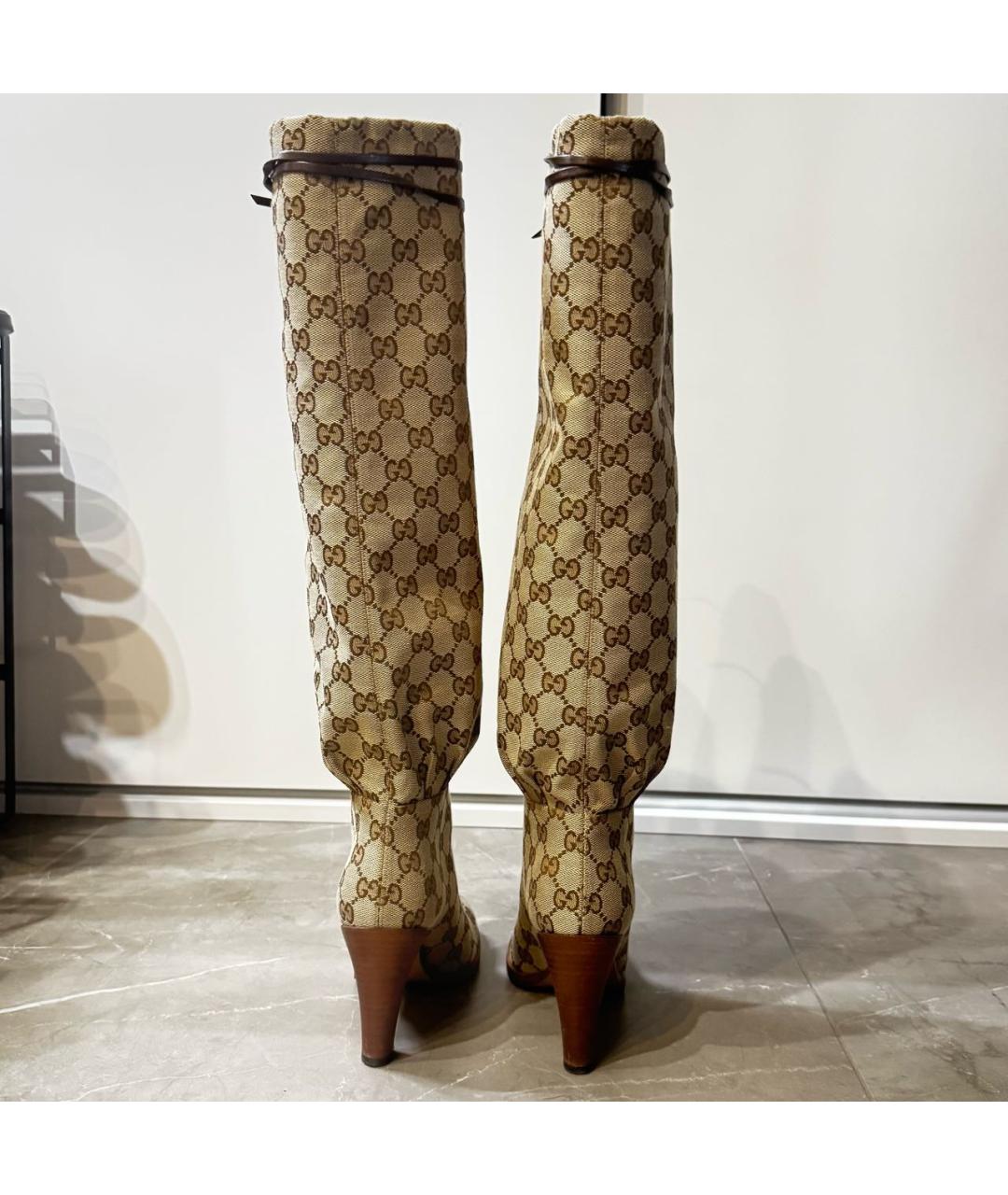 GUCCI Коричневые текстильные сапоги, фото 4