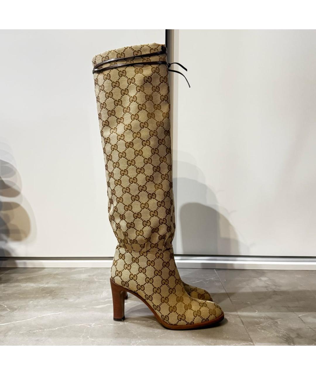 GUCCI Коричневые текстильные сапоги, фото 9