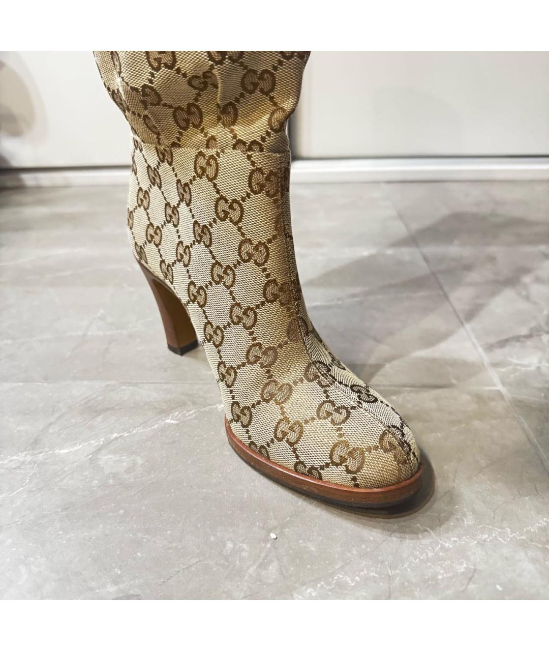 GUCCI Коричневые текстильные сапоги, фото 8