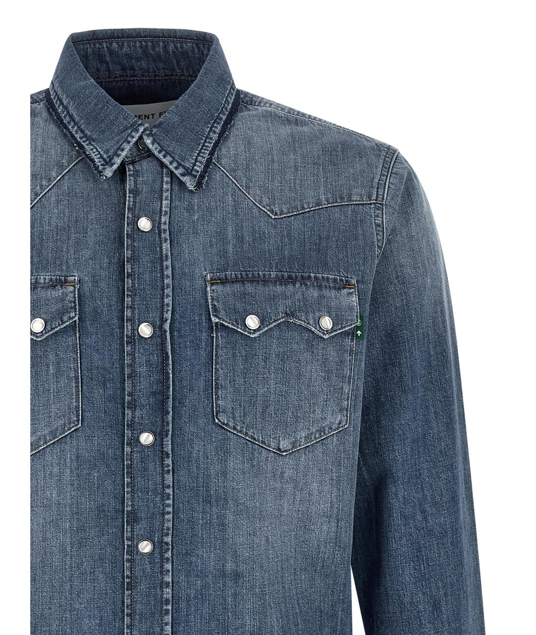 DEPARTMENT 5 Синяя хлопковая кэжуал рубашка, фото 3