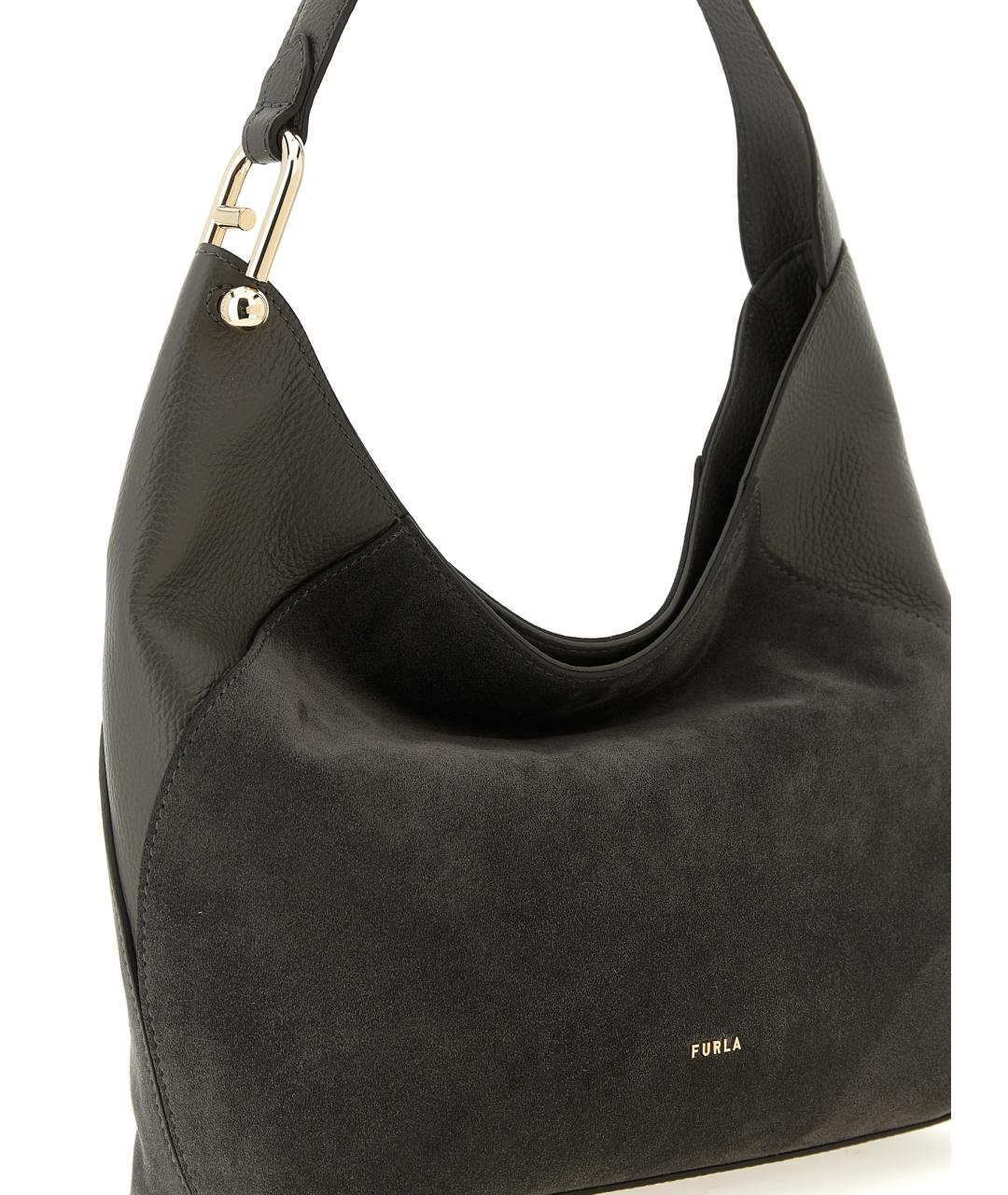 FURLA Антрацитовая замшевая сумка через плечо, фото 3