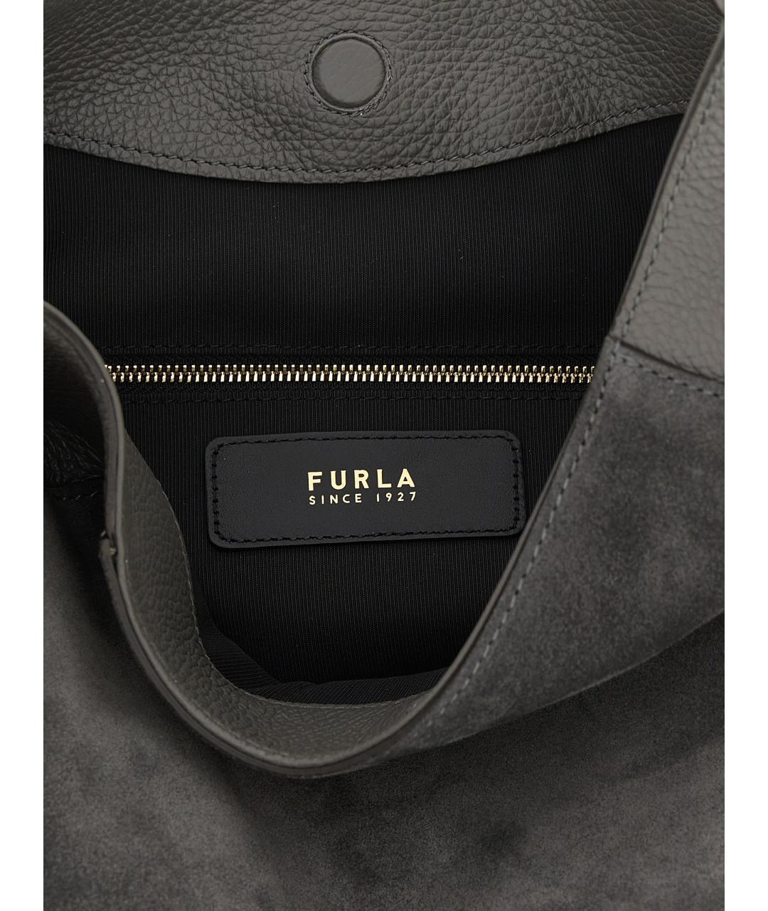 FURLA Антрацитовая замшевая сумка через плечо, фото 4