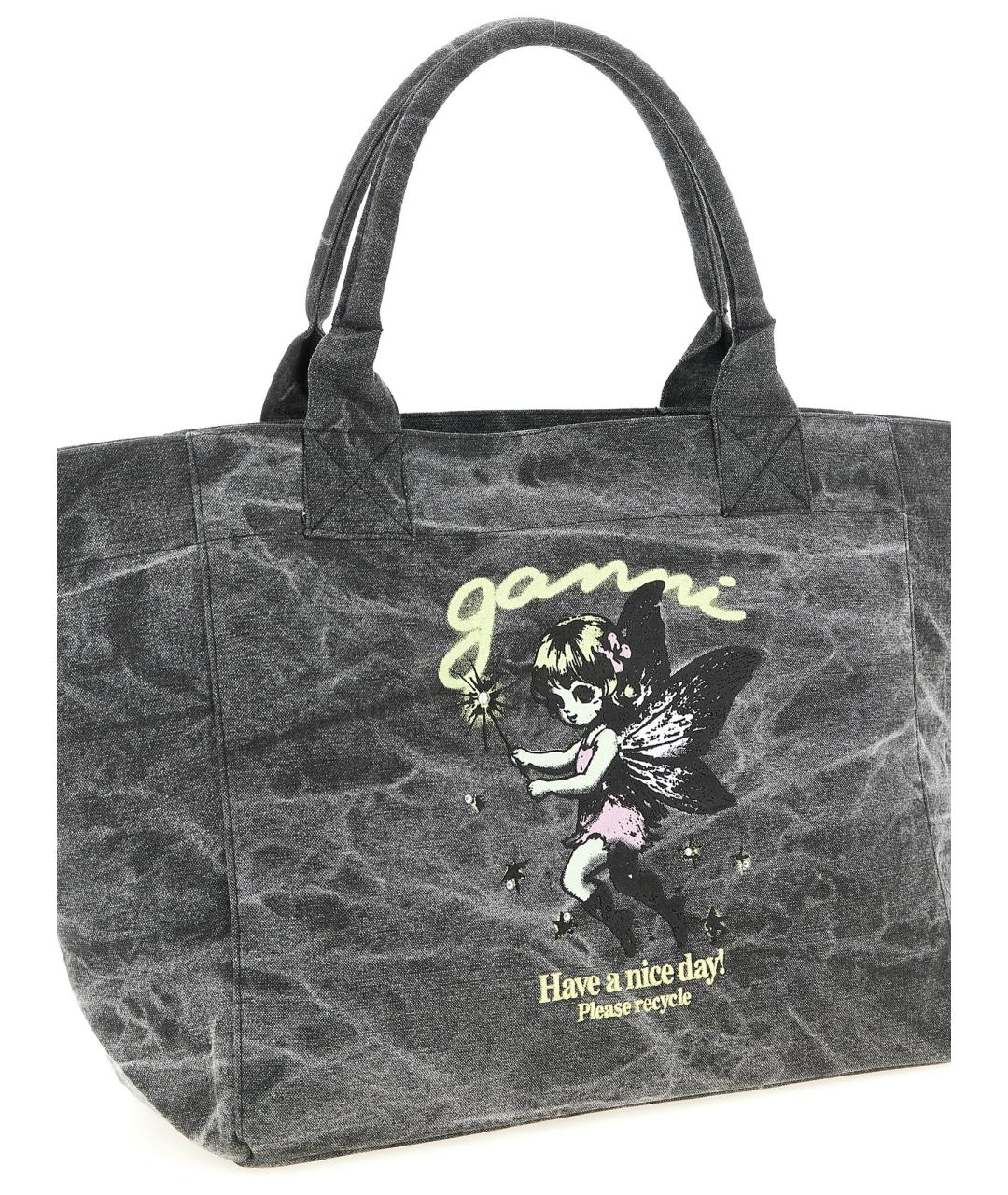 GANNI Серая хлопковая сумка тоут, фото 3