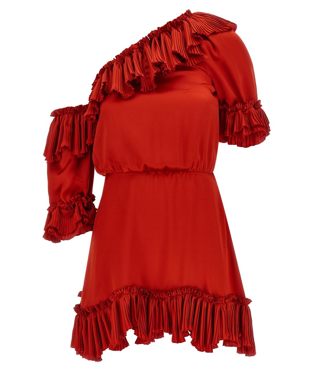 SAINT LAURENT Красное шелковое коктейльное платье, фото 1