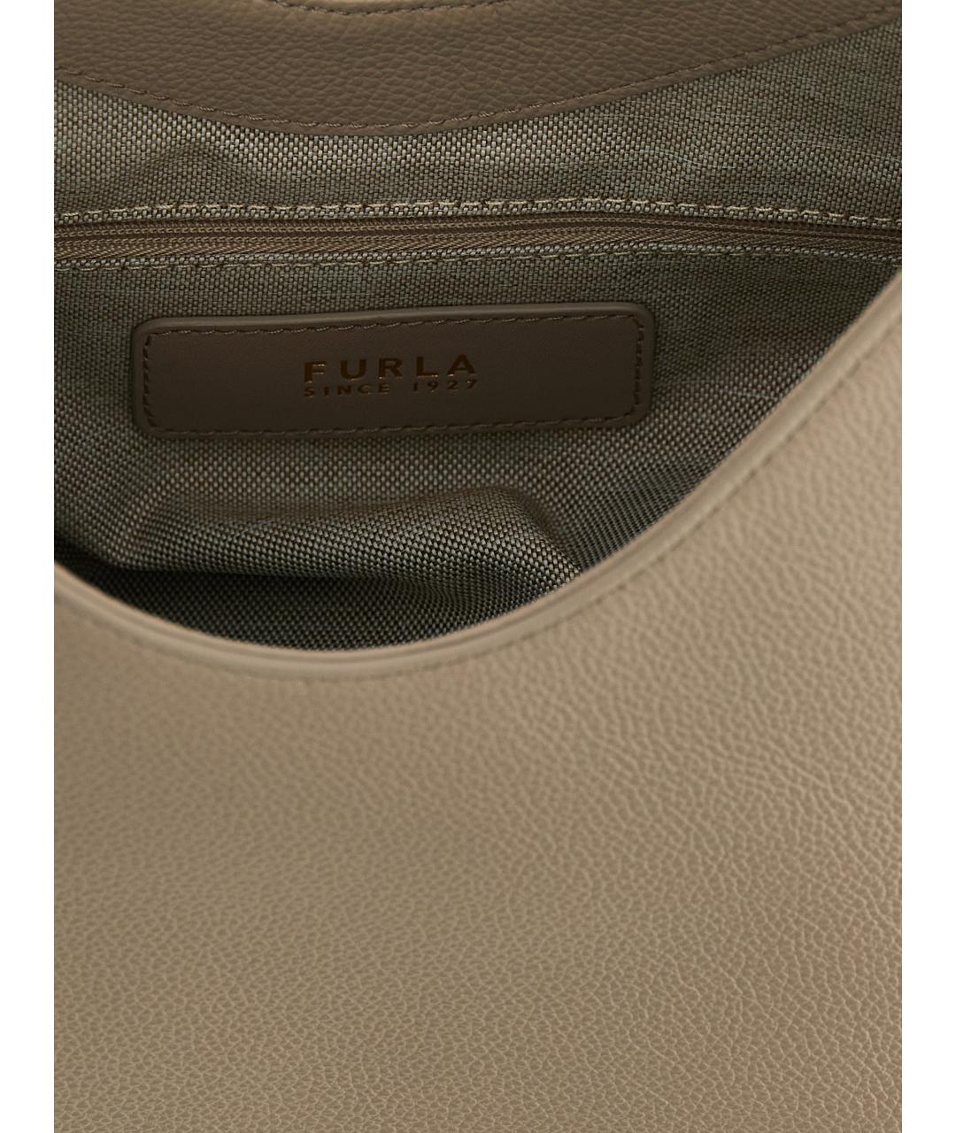 FURLA Бежевая кожаная сумка через плечо, фото 4