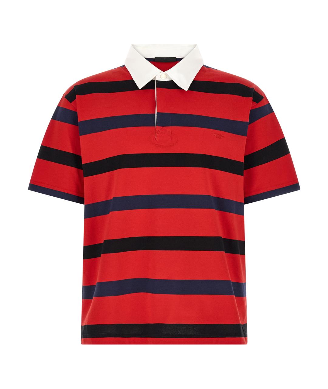 PRADA Красное хлопковое поло с коротким рукавом, фото 1