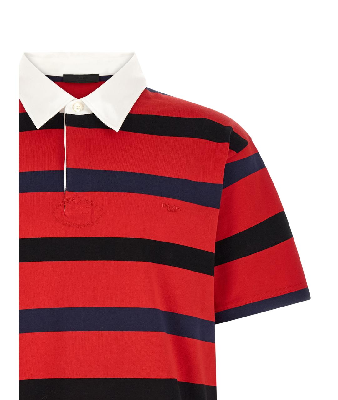 PRADA Красное хлопковое поло с коротким рукавом, фото 3